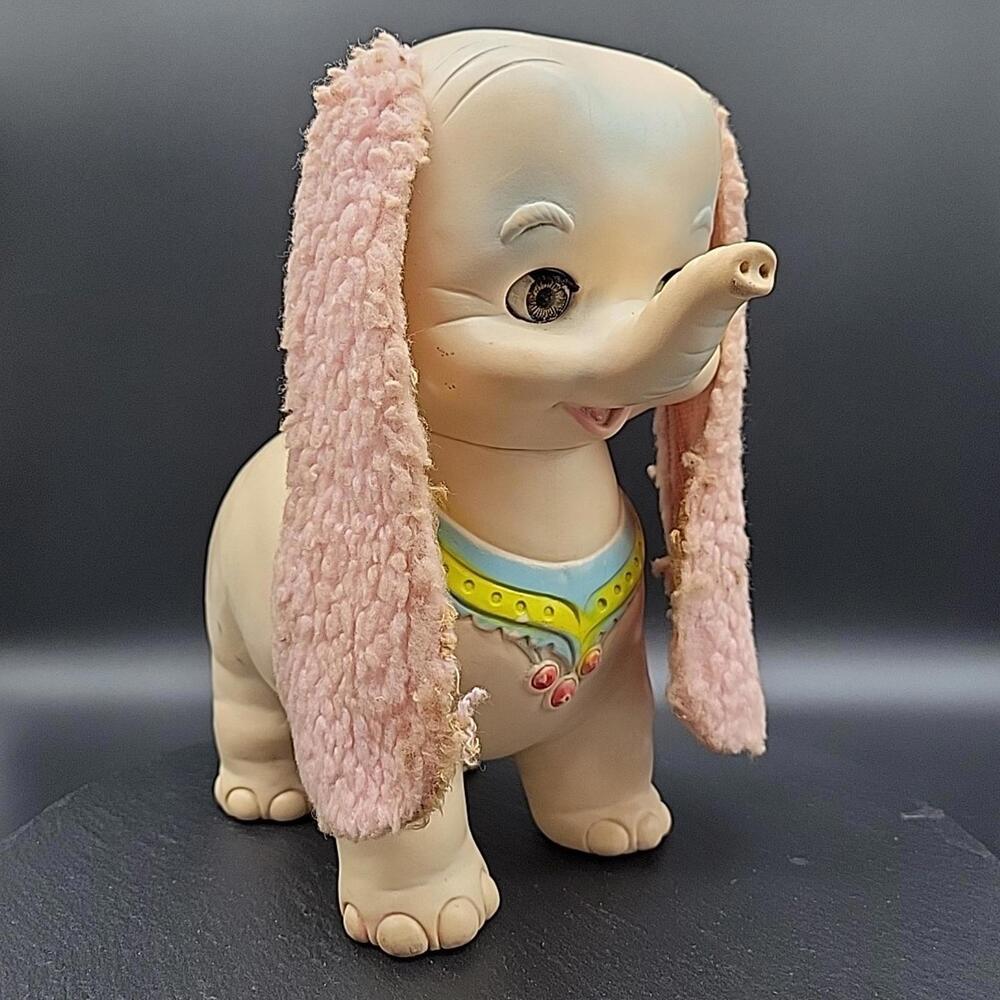 Edward Mobley Co Rajah Elephant 1962 Squeaker Toy Arrow Rubber Plastic Vintage